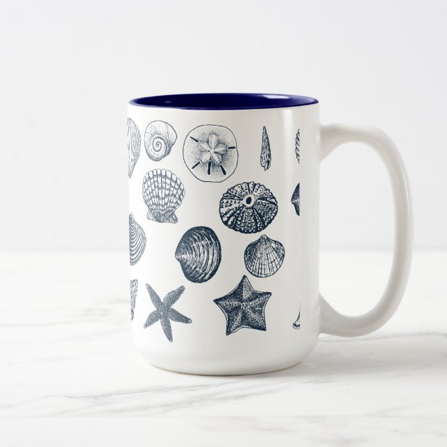 Nautical shells Two-Tone coffee mug (Right)