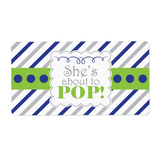 Nautical She's About to POP Water Bottle Labels (Front)