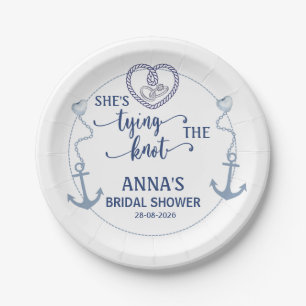 Nautical Shes Tying the Knot Bridal Shower Elegant Paper Plate