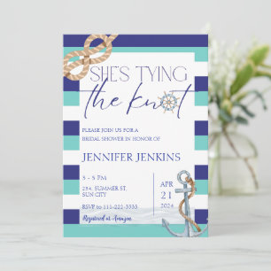 Nautical She's Tying The Knot Bridal Shower  Invitation