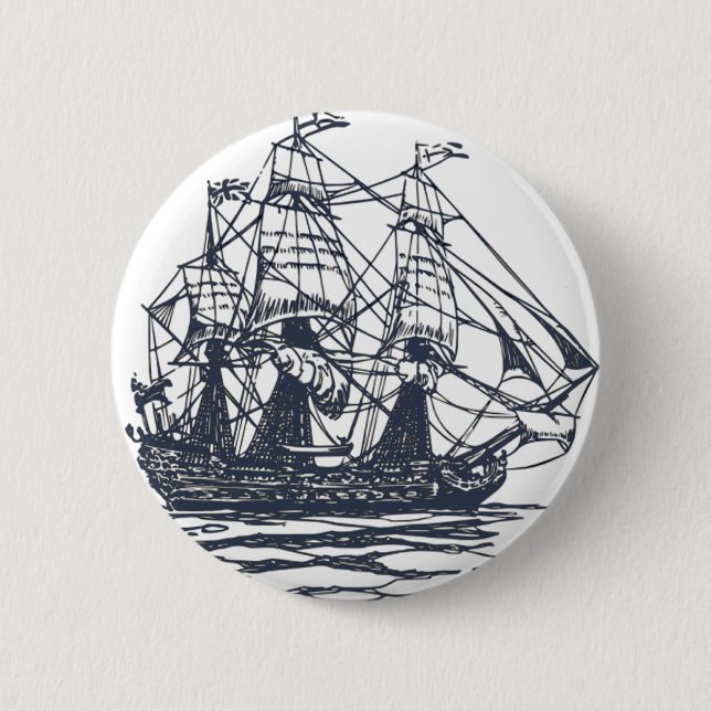 Nautical Ship 6 Cm Round Badge (Front)