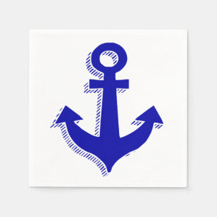Nautical  Ship Anchor Navy Blue & White Beach Napkin