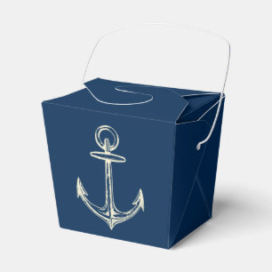 Nautical Ship Anchor Navy Blue & White Vintage Favour Box