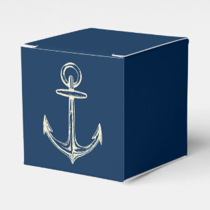 Nautical Ship Anchor Navy Blue & White Vintage Favour Box