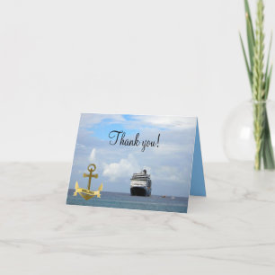 Nautical Ship Anchor Thank You   Cruise Vacation Card