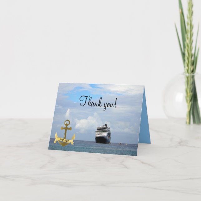 Nautical Ship Anchor Thank You | Cruise Vacation Card (Front)