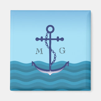 Nautical Ship Anchor with Double Monogram Magnet