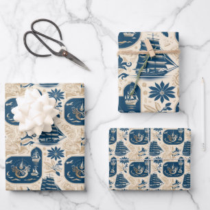 Nautical Ship and Ocean Themed pattern No19 Wrapping Paper Sheet