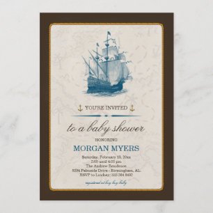 Nautical Ship Baby Shower Invitation