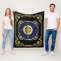 Nautical ship compass gilded black/gold/blue