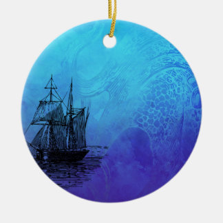 Nautical Ship & Octopus Ceramic Tree Decoration
