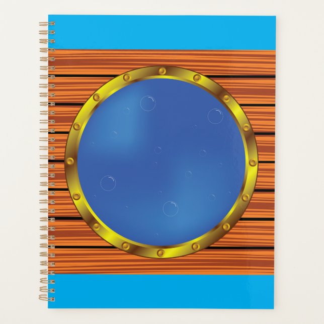 Nautical Ship Porthole Window with Blue Water Planner (Front)