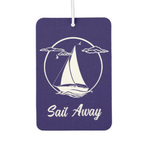 Nautical/ship/sailboat/boat navy-blue/sail away car air freshener