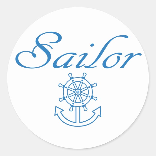 Nautical ship wheel and anchor classic round sticker (Front)