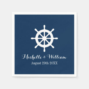 Nautical ship wheel custom wedding party napkins