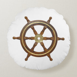 Nautical Ship Wheel Round Cushion