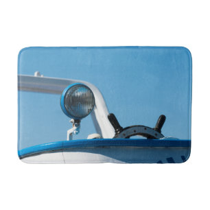 Nautical ship wheel sailboat bath mat