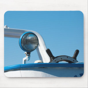 Nautical ship wheel sailboat mouse mat