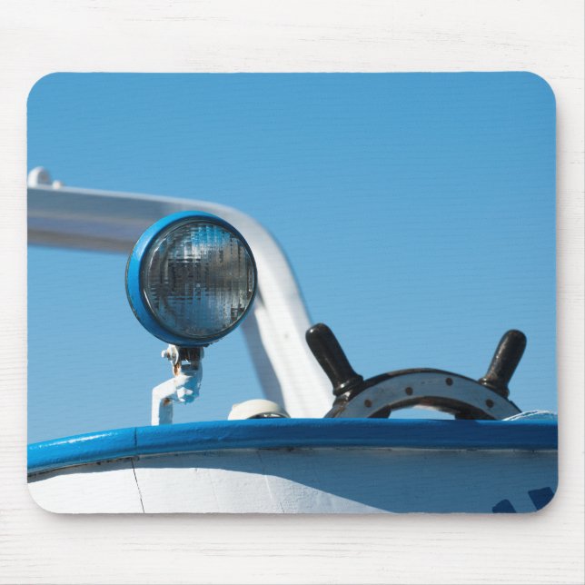 Nautical ship wheel sailboat mouse mat (Front)