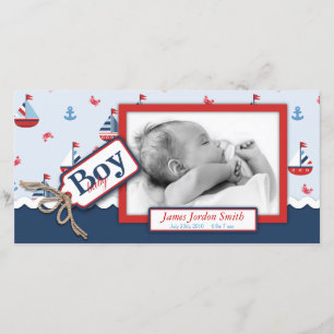 Nautical Ships Ahoy! Birth Announcement