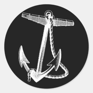 Nautical Ships Anchor Sailing Naval Classic Round Sticker