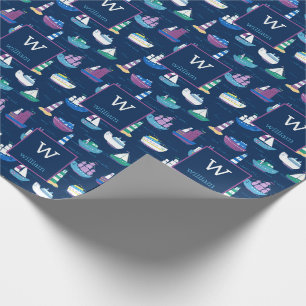 Nautical Ships Boats Ocean Vehicles Personalised Wrapping Paper