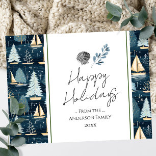 Nautical Ships Christmas Greetings  Postcard