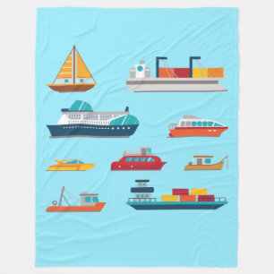 Nautical Ships Fleet Fleece Blanket