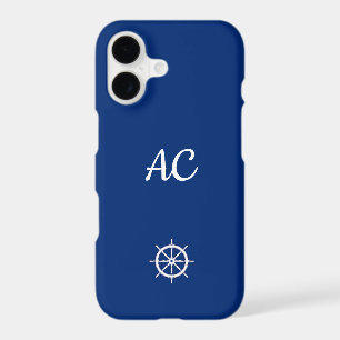 Nautical Ships Wheel Blue+White (Personalise)
