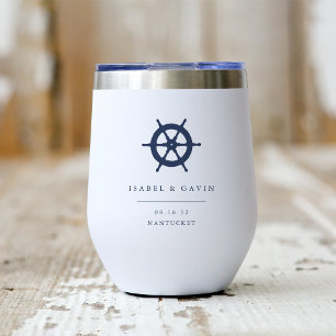 Nautical Ship's Wheel Personalised Wedding Favour