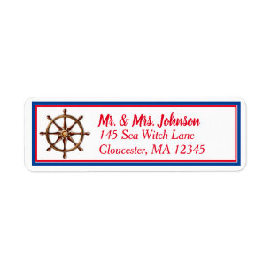 Nautical Ships Wheel - Red White and Blue Address