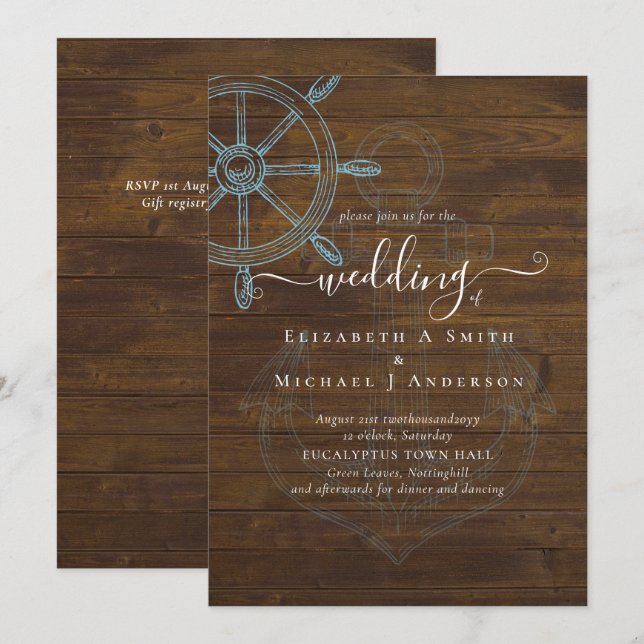 Nautical Ships Wheel Wedding (Front/Back)