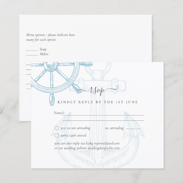 Nautical Ships Wheel Wedding (Front/Back)