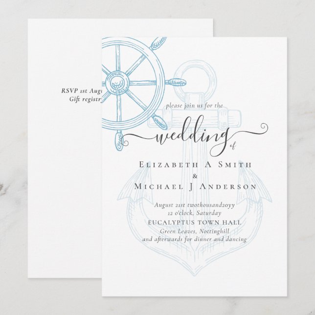 Nautical Ships Wheel Wedding (Front/Back)