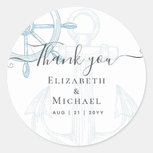 Nautical Ships Wheel Wedding Classic Round Sticker