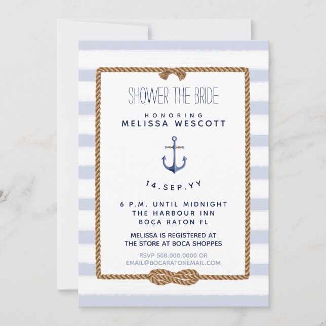 Nautical Shower the Bride Infinity Knot Blue Invitation (Front)