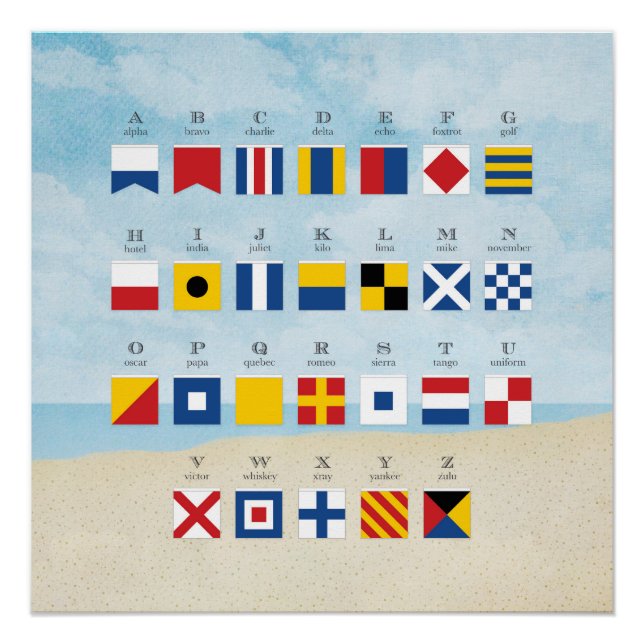 Nautical Signal Flag Alphabet and Beach 2 Poster (Front)