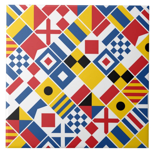 Nautical Signal Flags Pattern Tile (Front)