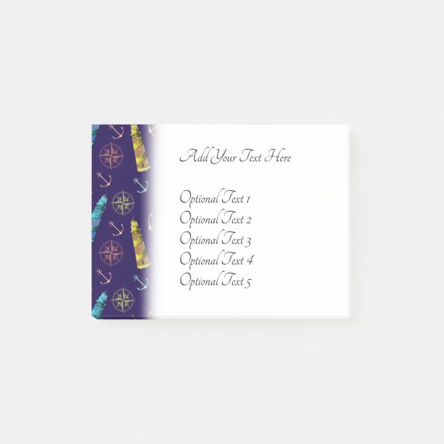 Nautical Signs Anchor Golden Lighthouse Compass Post-it Notes (Front)