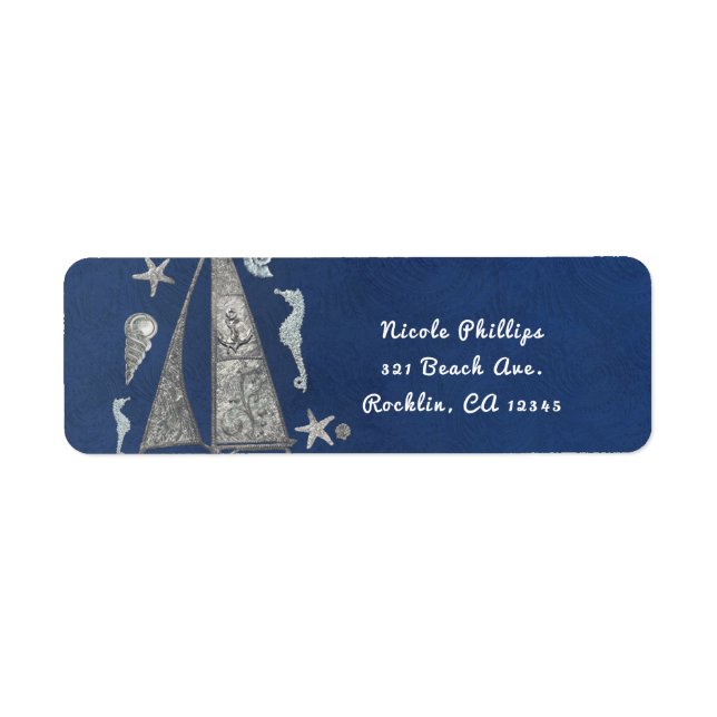 Nautical Silver Boat & Beach Things Invitation (Front)