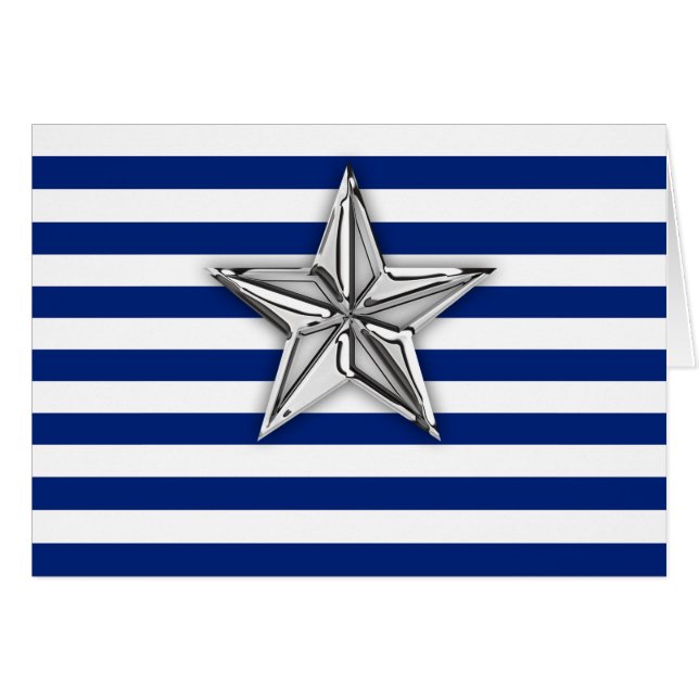Nautical Silver Star on Stripes (Front Horizontal)