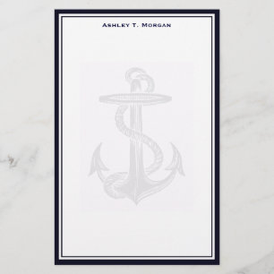 Nautical Simplicity Dk Blue / White Personalised Stationery