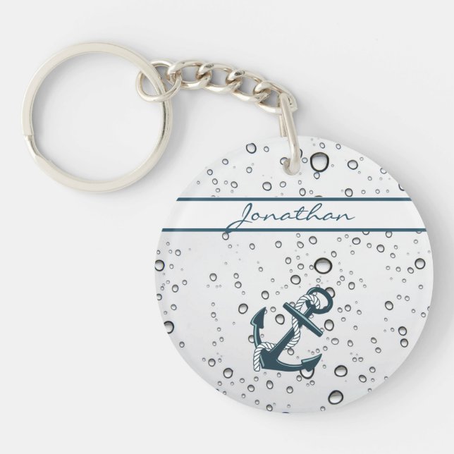 Nautical Sinking Anchor Personalised Key Ring (Front)