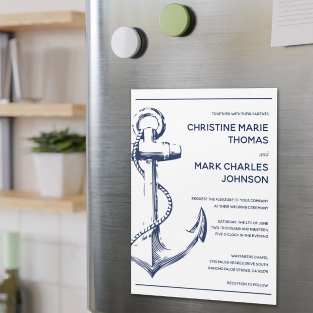 Nautical Sketch Anchor Wedding Invitation (Creator Uploaded)