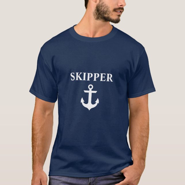 Nautical Skipper Anchor Blue T-Shirt (Front)