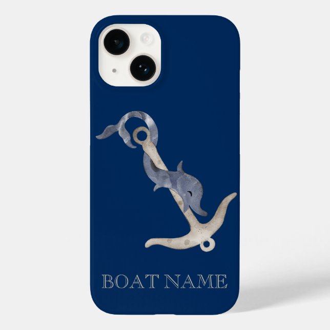 Nautical Spirit Anchor Dolphin Navy Blue  Case-Mate iPhone Case (Back)