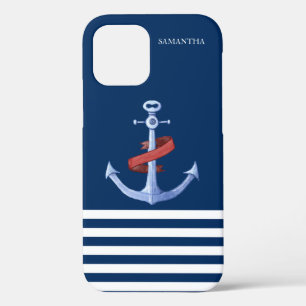 Nautical Spirit Anchor, Navy Blue iPhone 12 Case