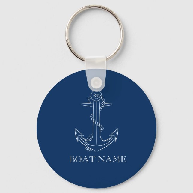 Nautical Spirit Anchor Navy Blue  Key Ring (Front)