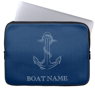 Nautical Spirit Anchor Navy Blue  Laptop Sleeve
