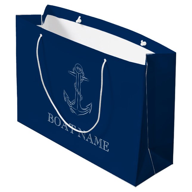 Nautical Spirit Anchor Navy Blue   Large Gift Bag (Back Angled)